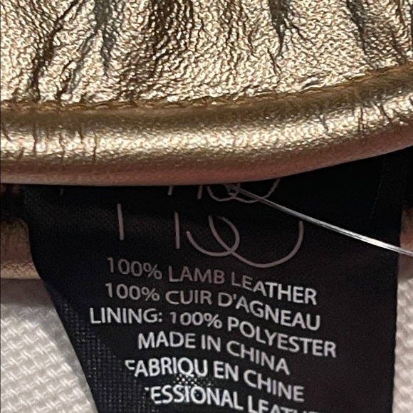 HSO Metallic Gold Leather Winter Mittens | Elastic Wrist | NWT - Picture 3 of 11